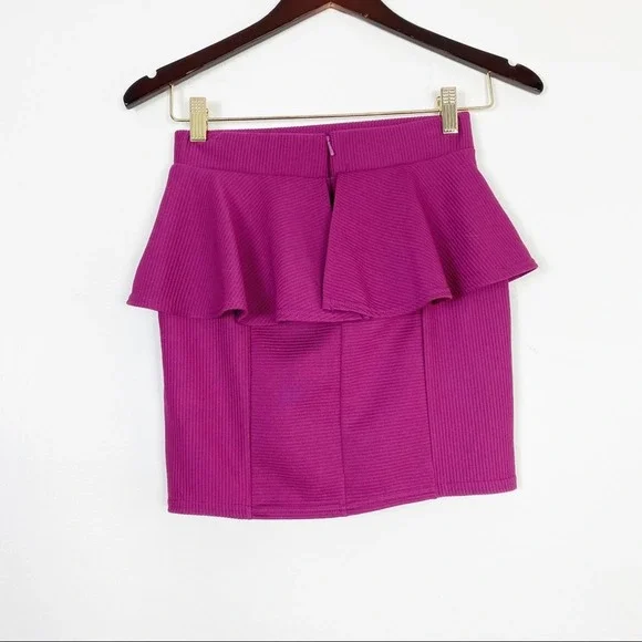 Topshop Peplum Purple Mini Skirt Elastic waist Cute Stylish Summer Casual  Size4 - Picture 5 of 6